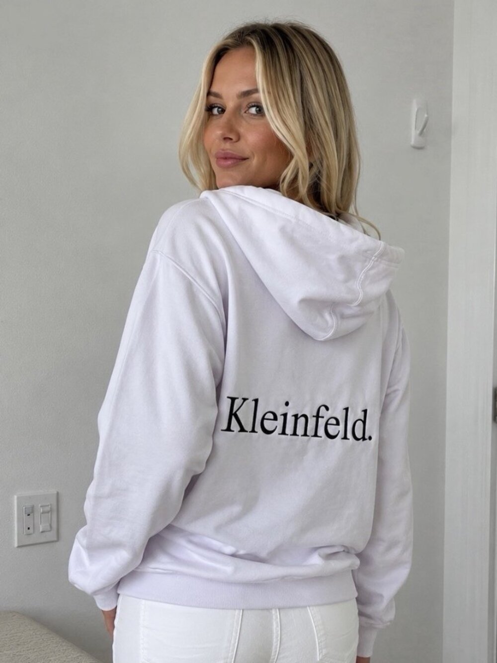 Women’s Heirloom Bridal Hoodie Kleinfeld Embroidered on back Jacket White Large
